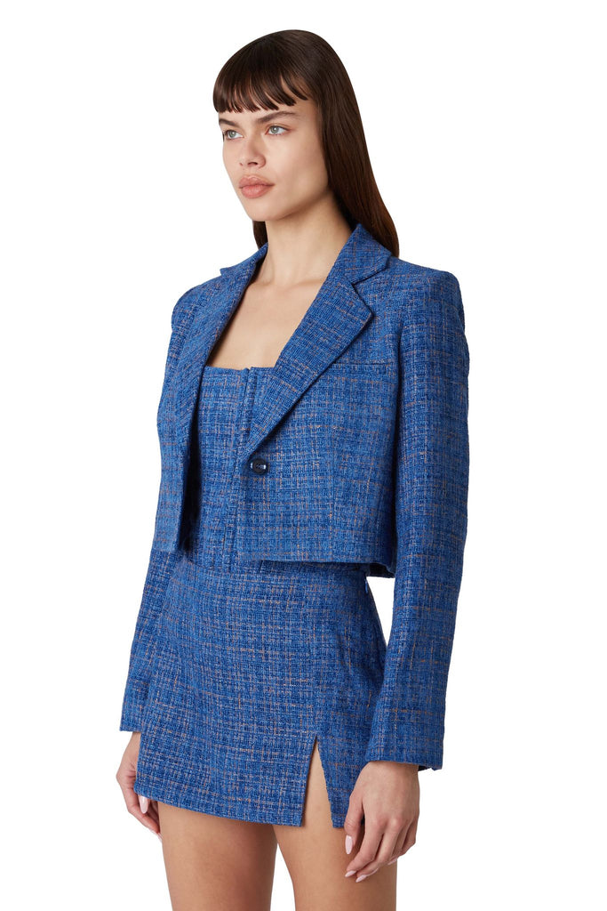 Cropped Blazer in navy side view