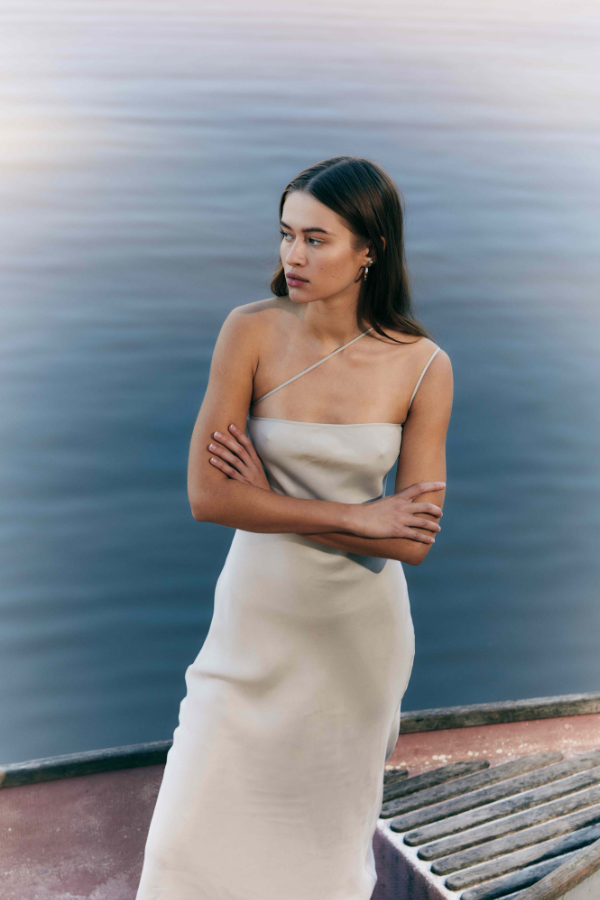 Marmont Dress in silver front view