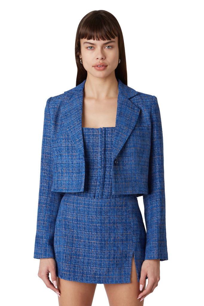 Cropped Blazer in navy front view
