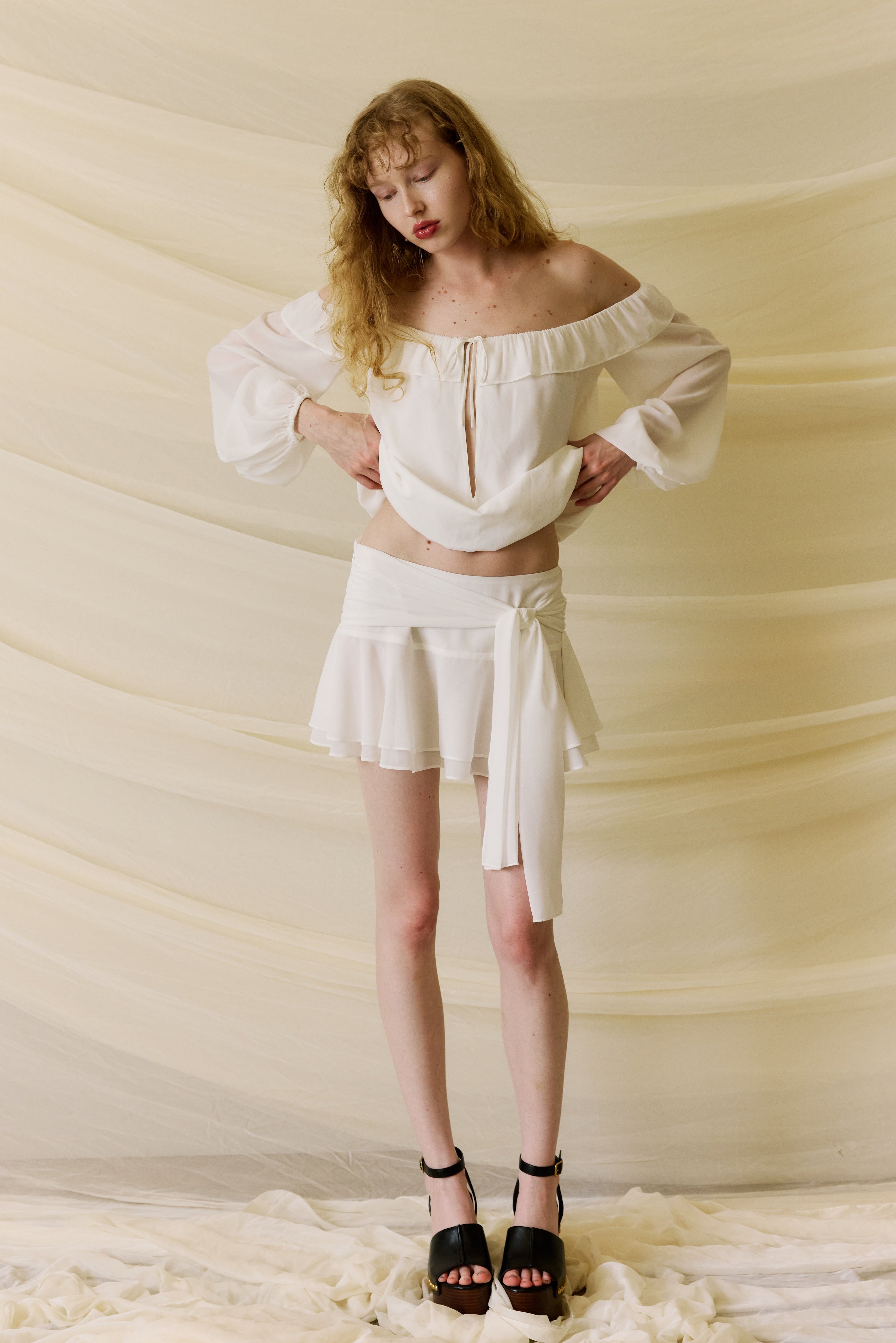 Encina Skirt in white front view