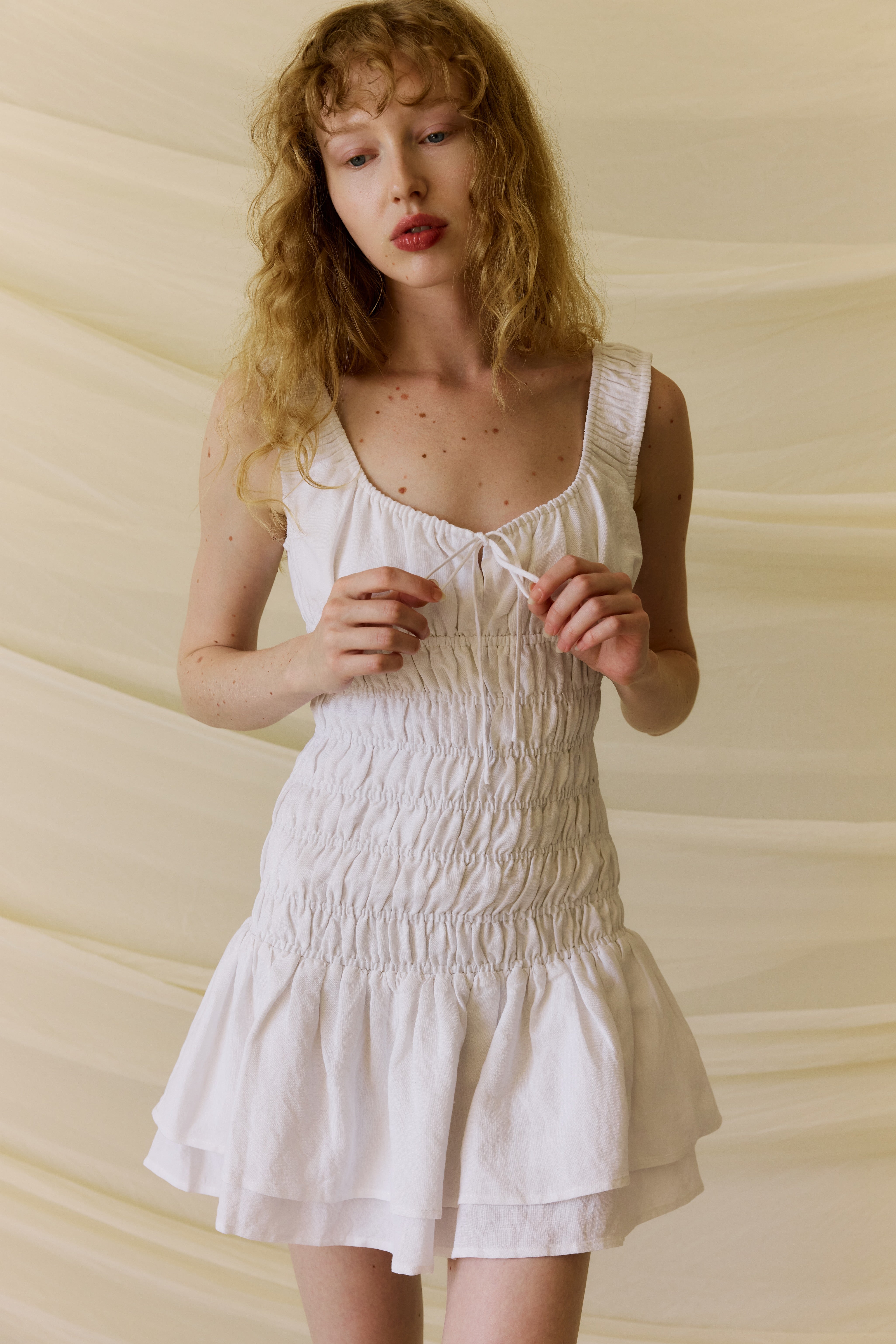 Lirio Dress in white front view