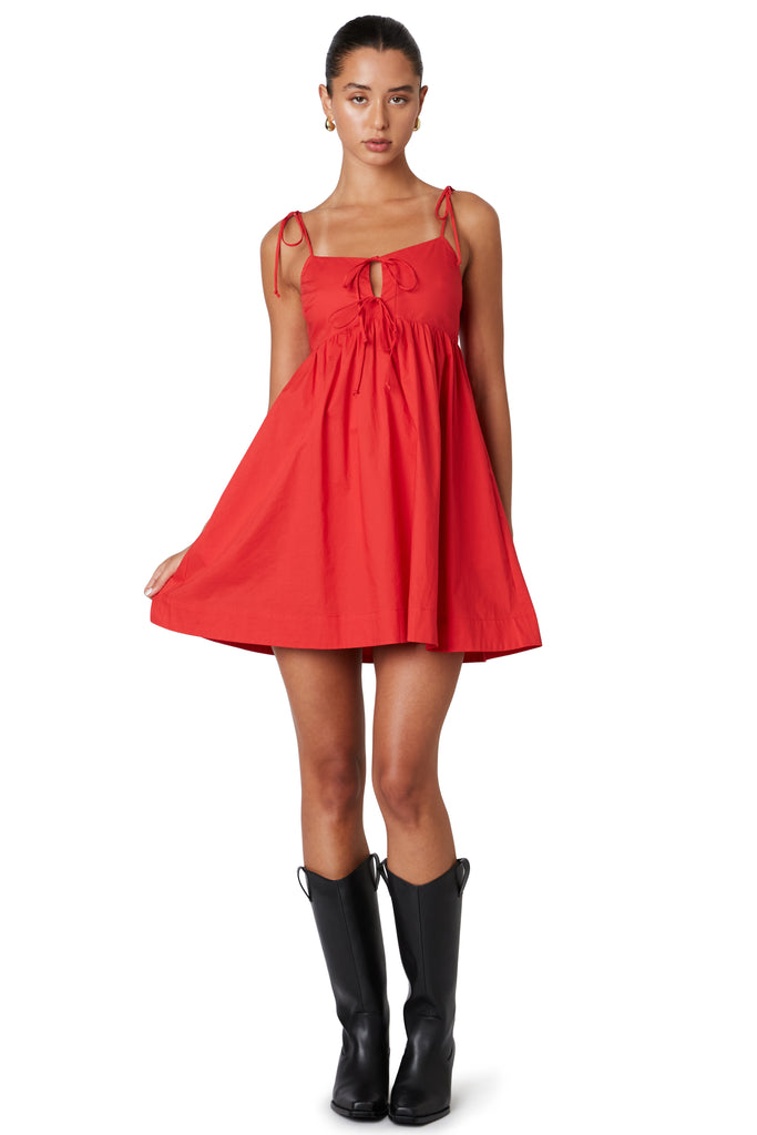 mini dress in red front 2