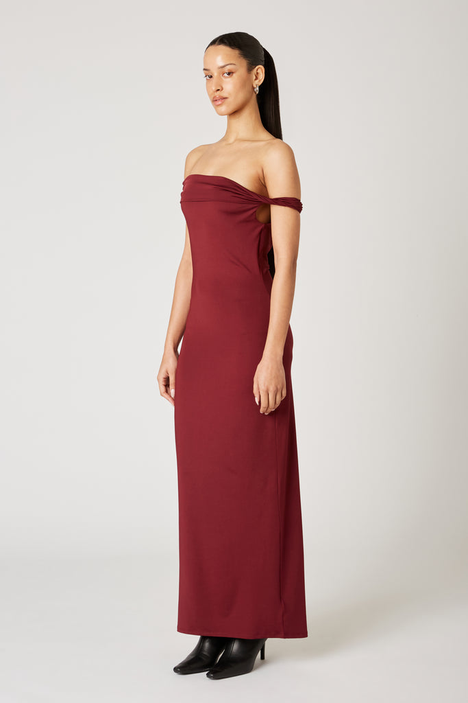 Clara Dress in oxblood side view