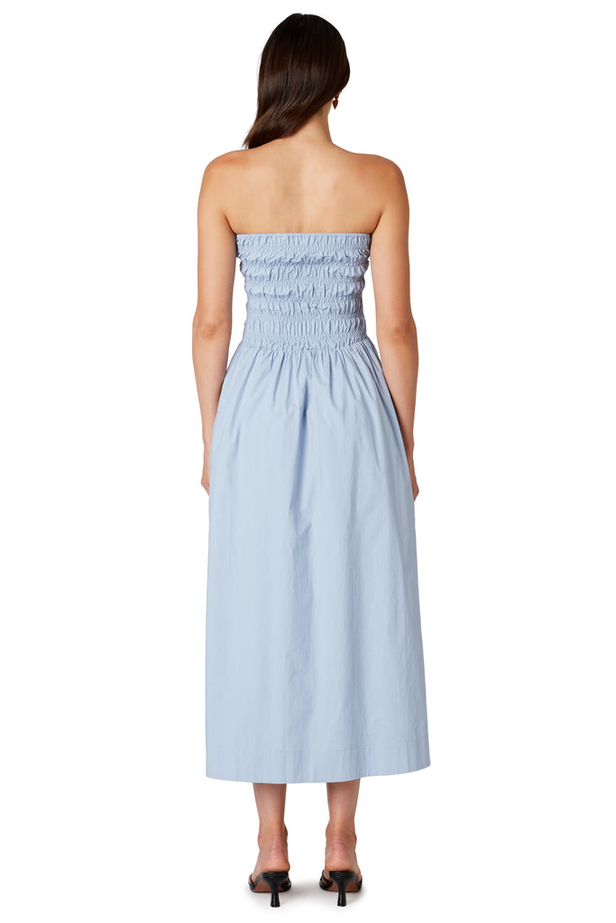 River Dress in stone blue back view
