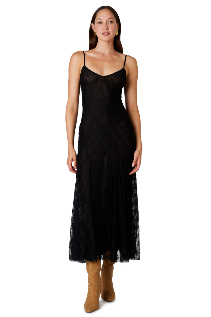 Suki Dress in black front view
