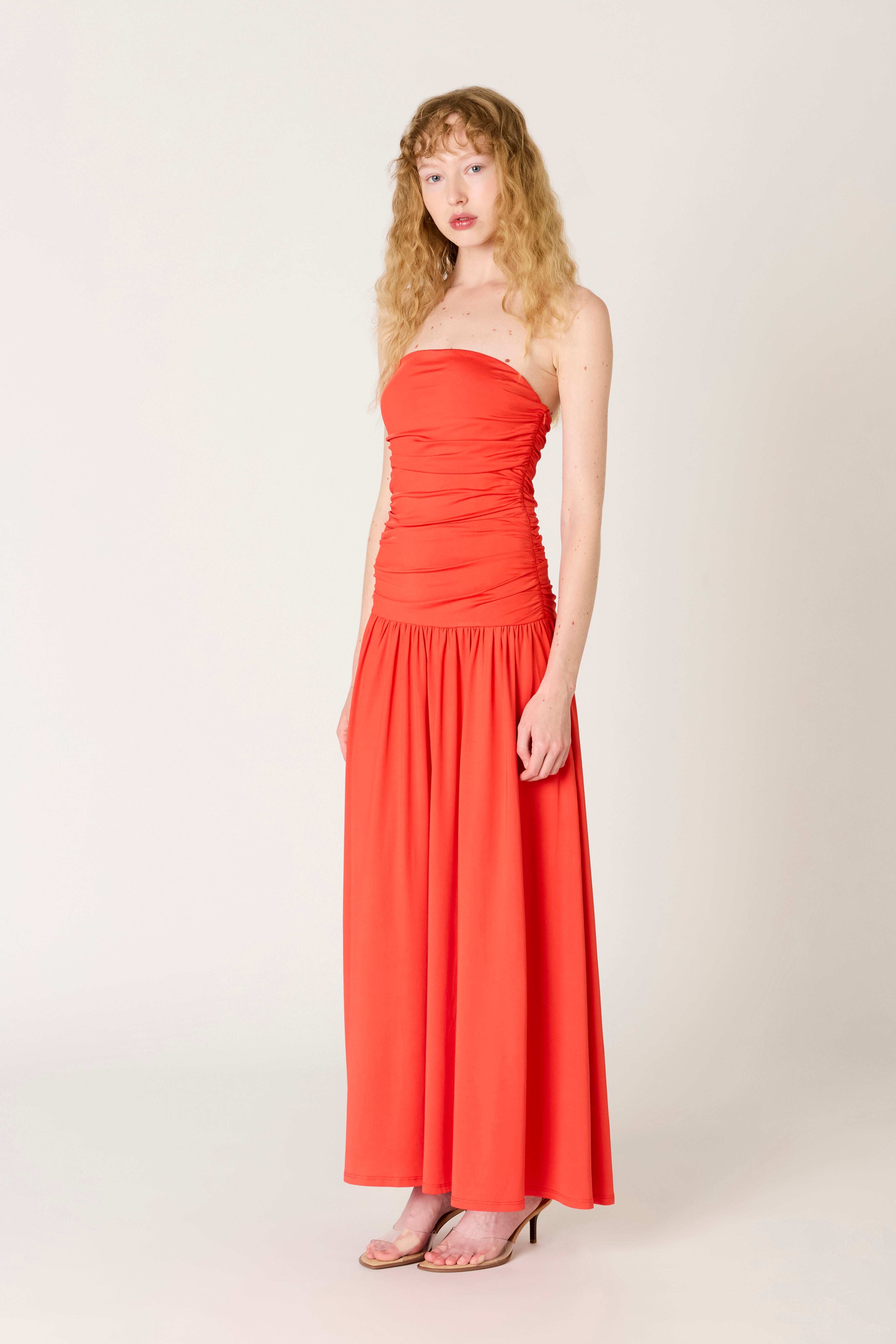 Santal Dress in coral side view