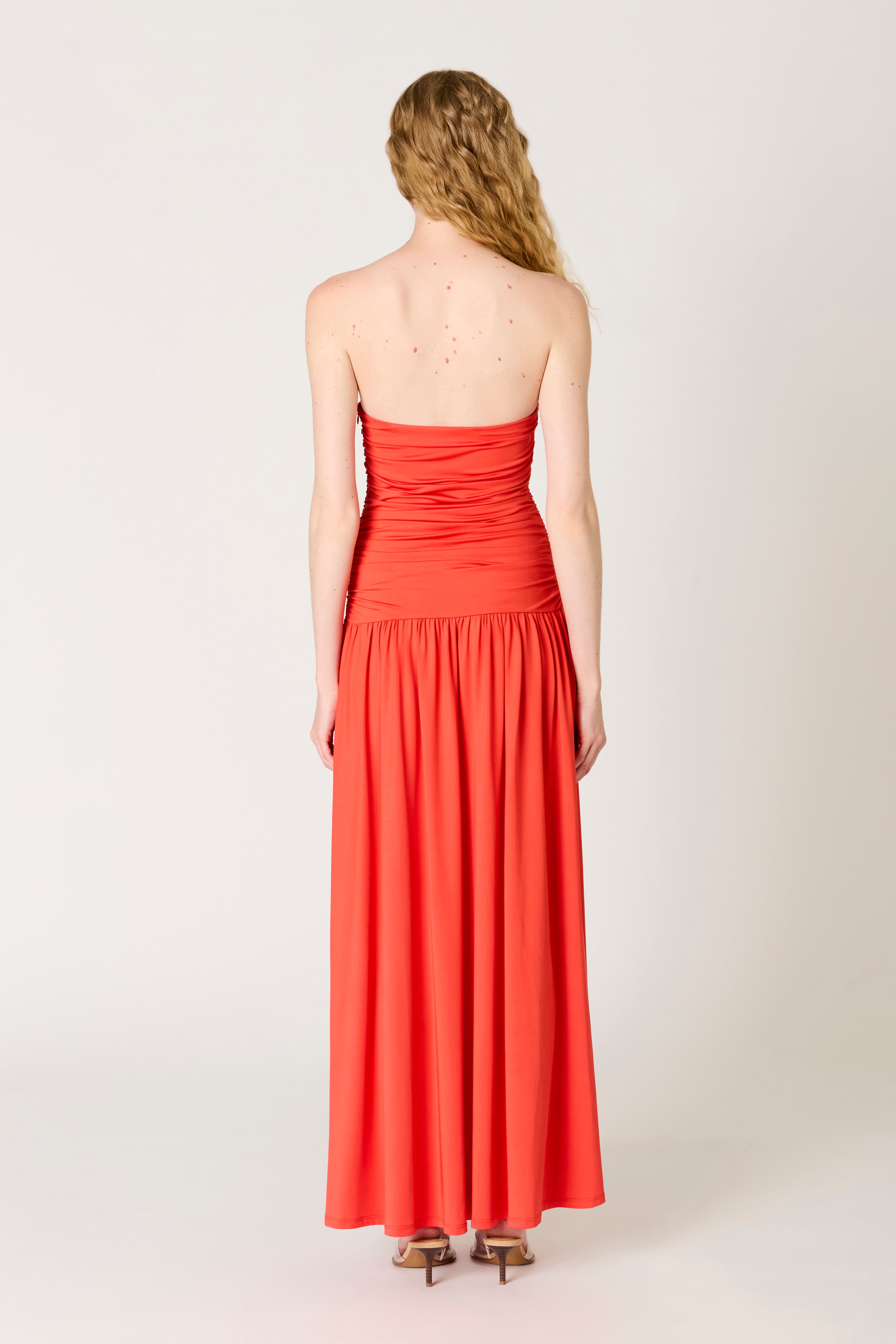 Santal Dress in coral back view