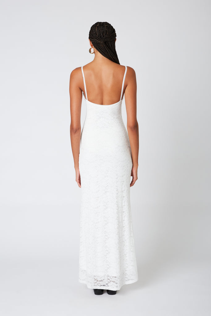 Vetiver Dress in white back view