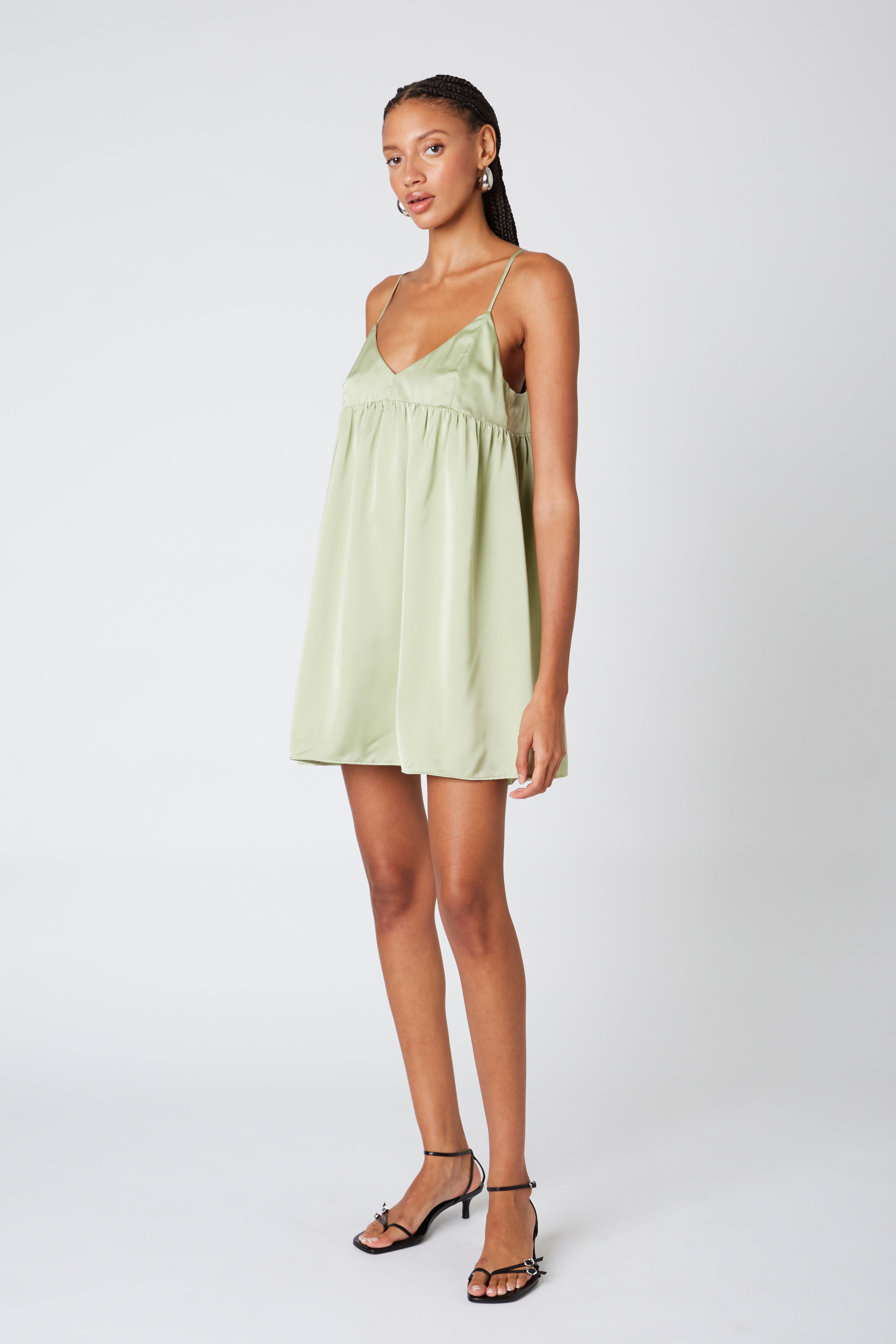 Basil Dress in sage side view
