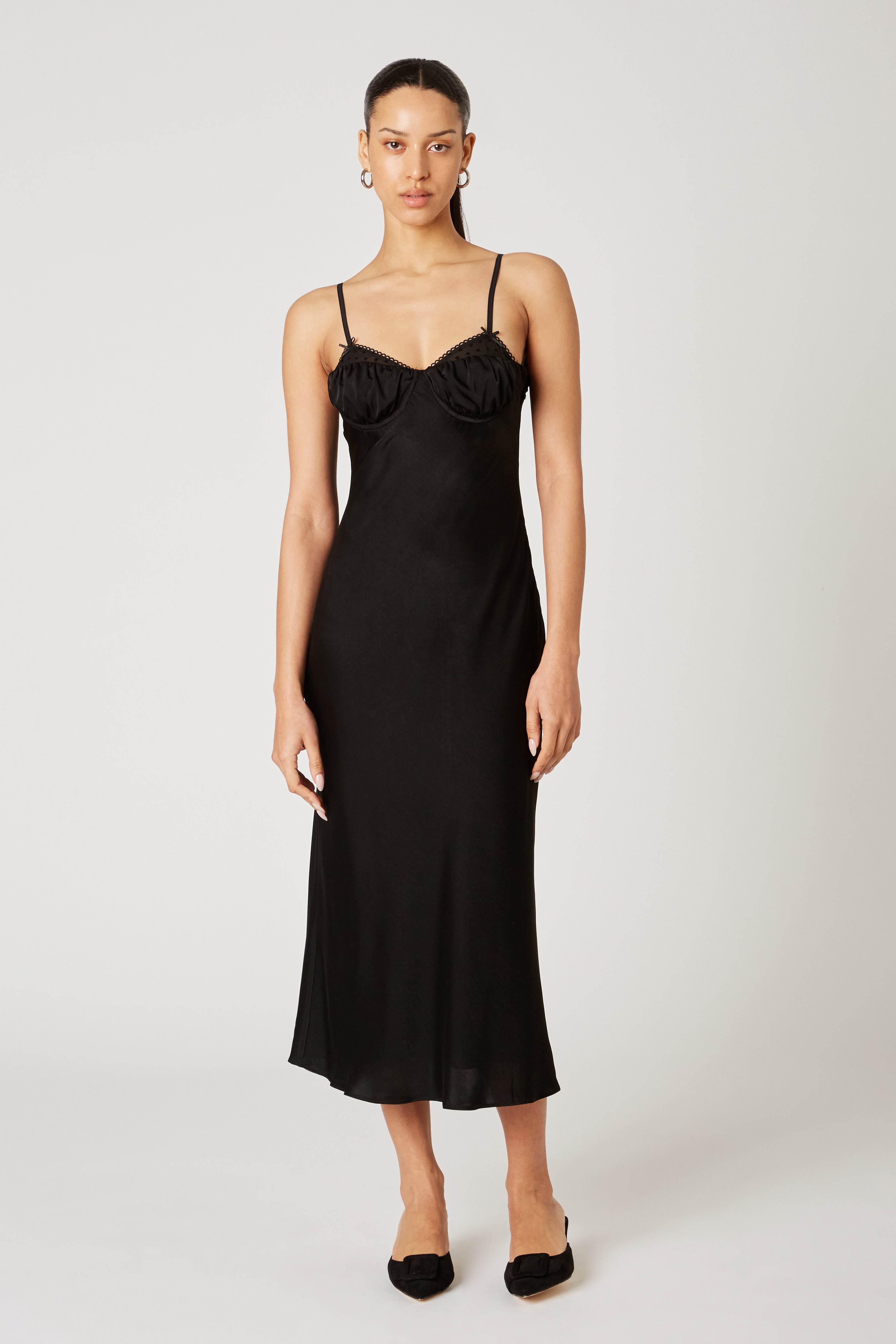 Oona Dress in black front view