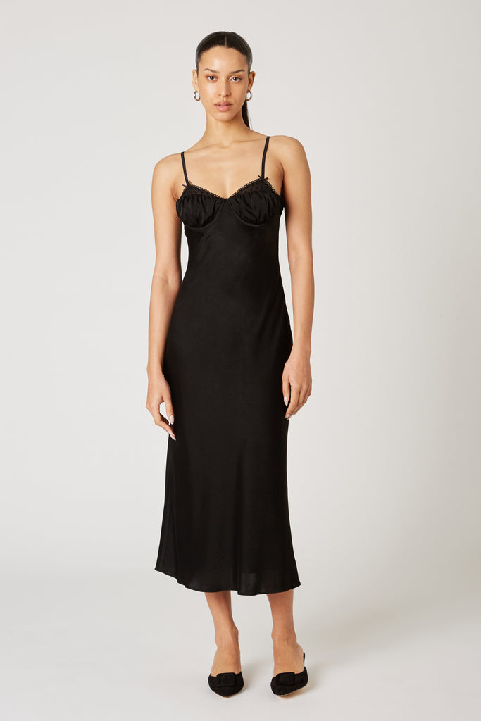 Oona Dress in black front view