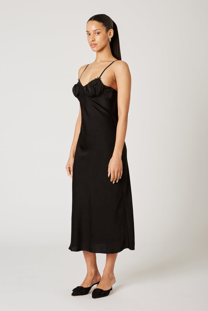 Oona Dress in black side view