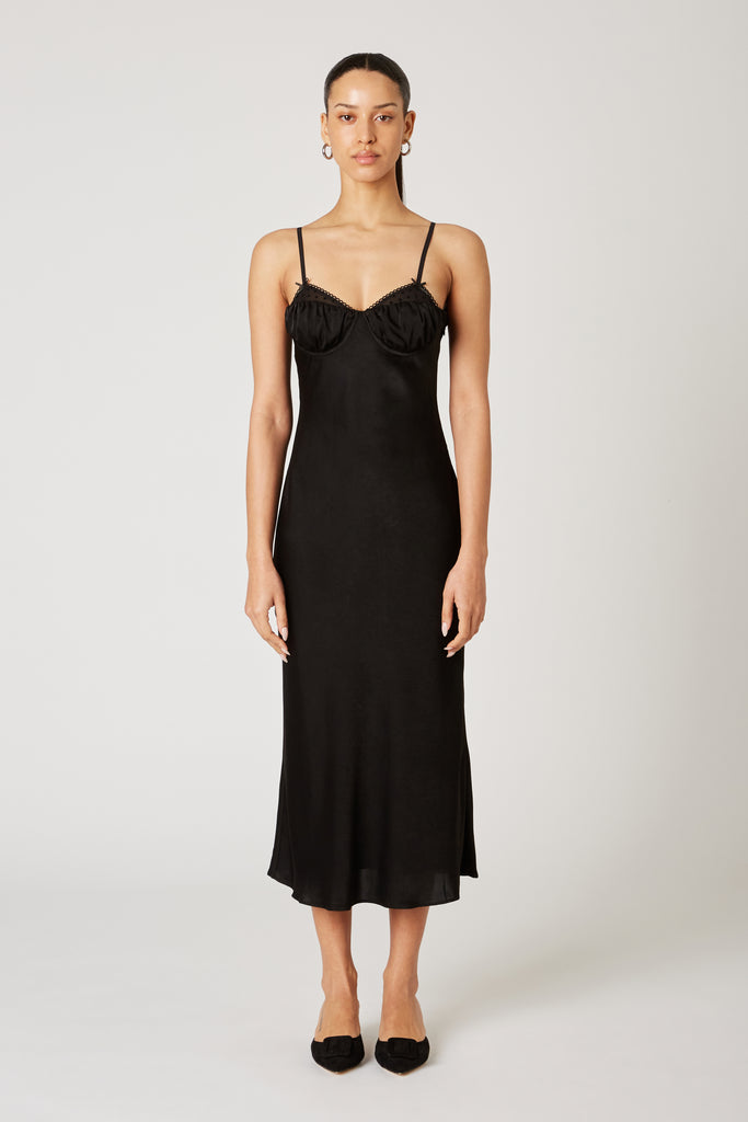 Oona Dress in black front view