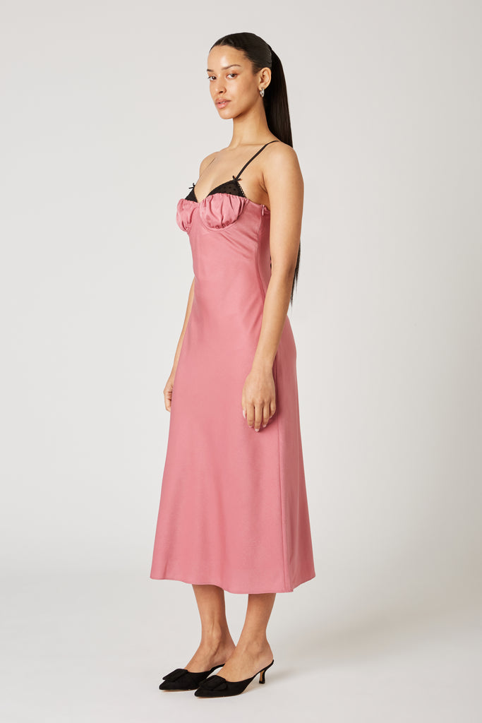 Oona Dress in dusty rose side view