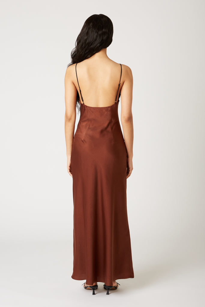 Camille Dress in chocolate back view