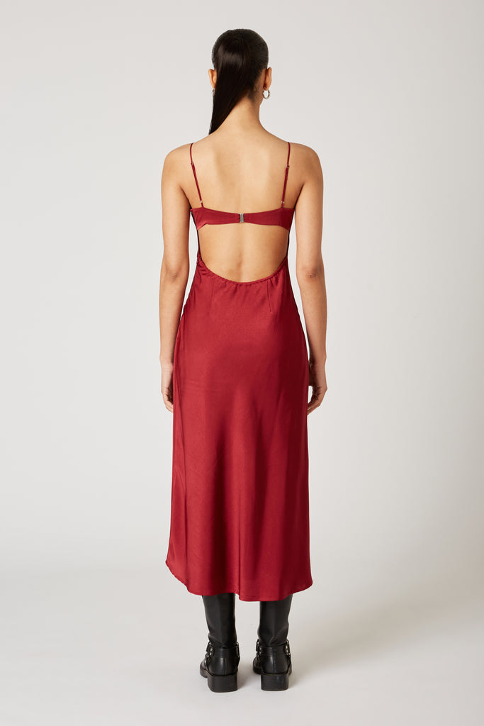 Rumble Dress in garnet back view