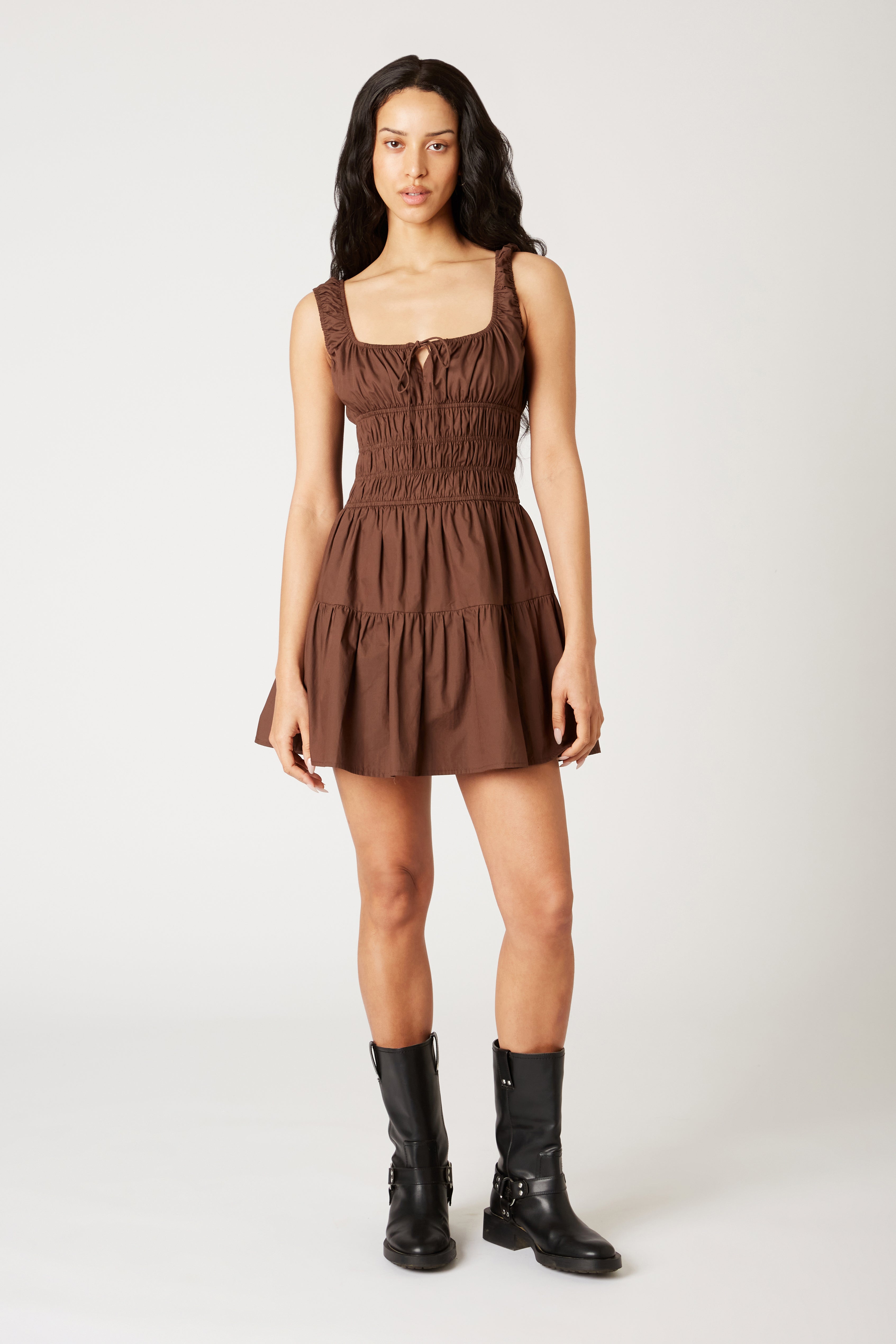 Salt Dress in espresso front view