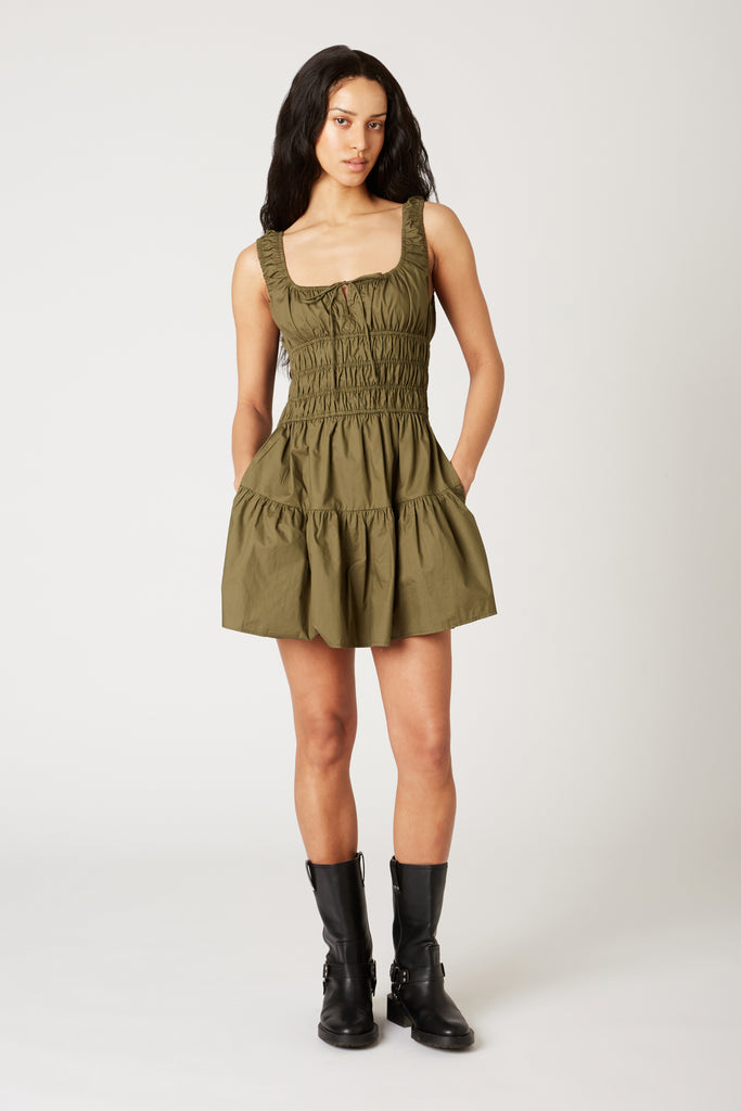 Salt Dress in khaki front view