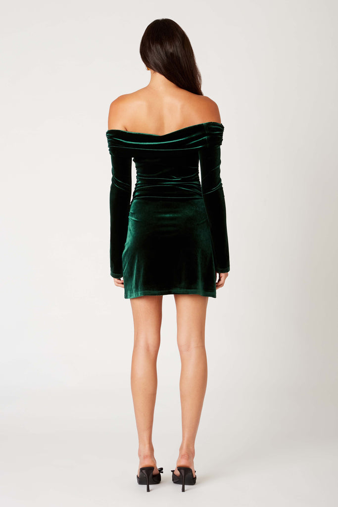 Ava Dress in emerald back view