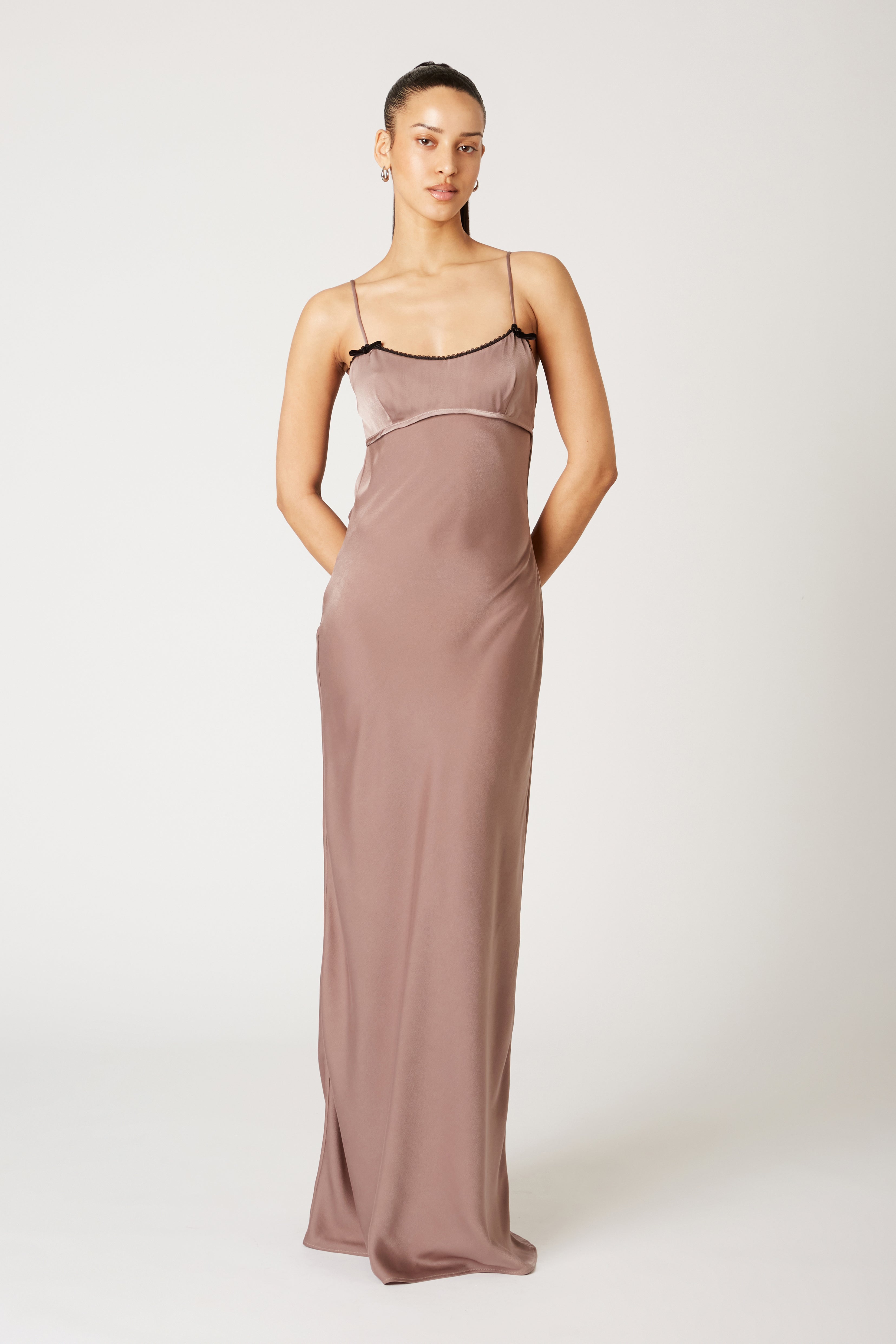 Lee Dress in taupe front view