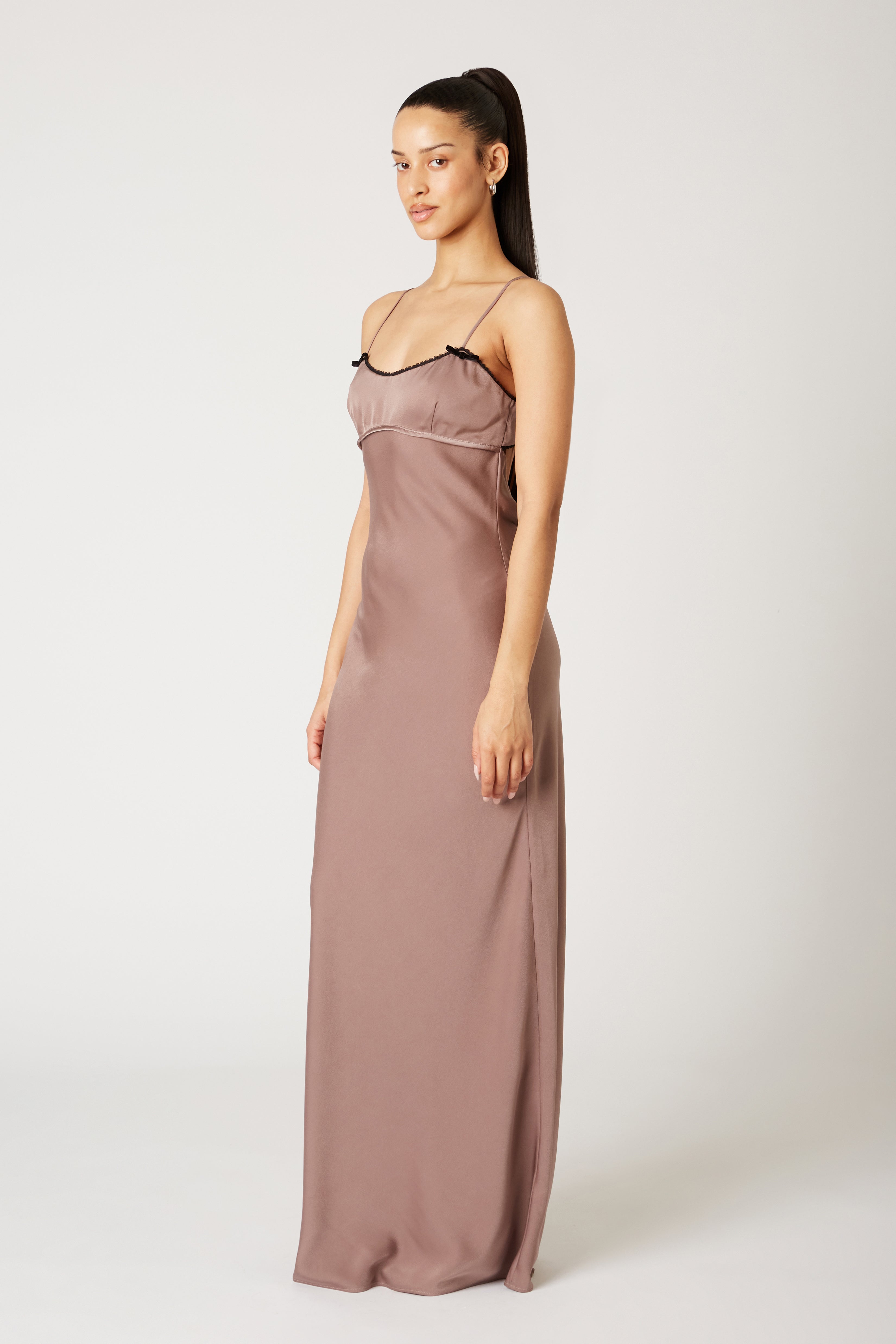 Lee Dress in taupe side view