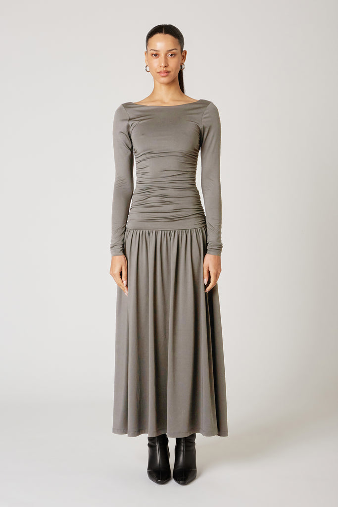 Sera Dress in french grey front view