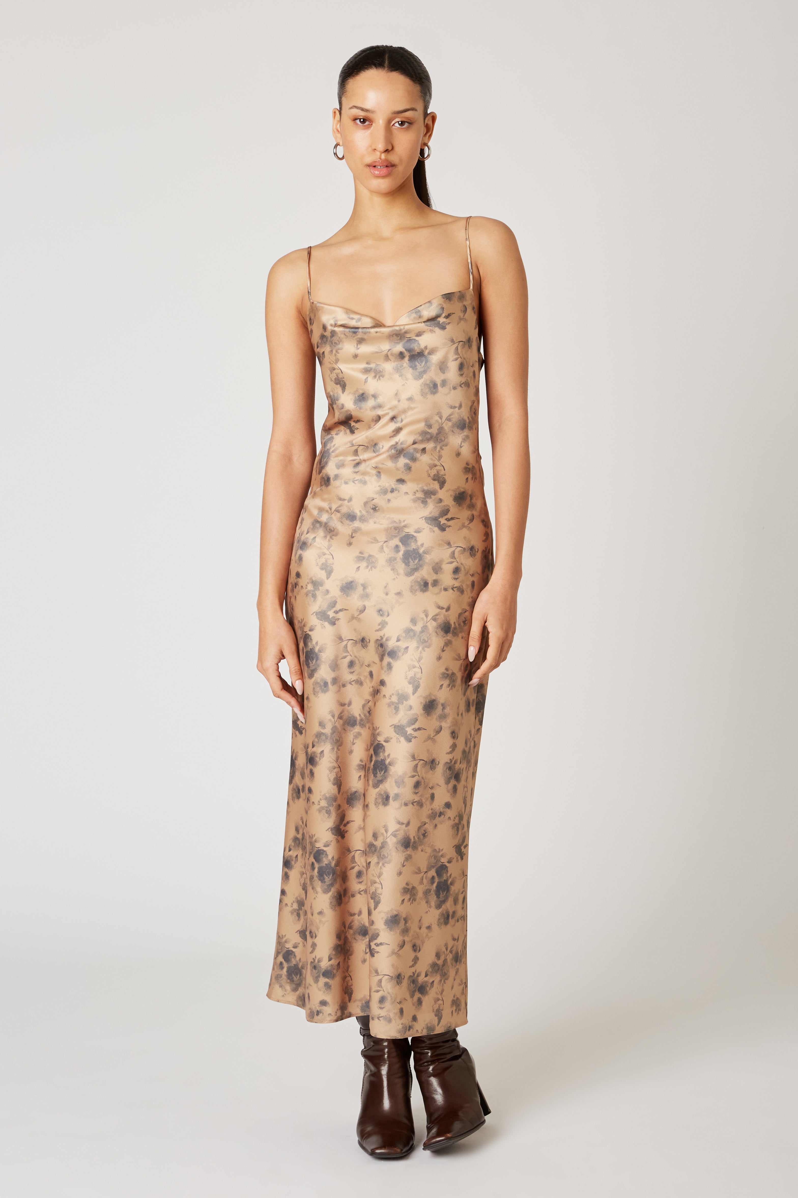 Melanie Dress in biscuit front view