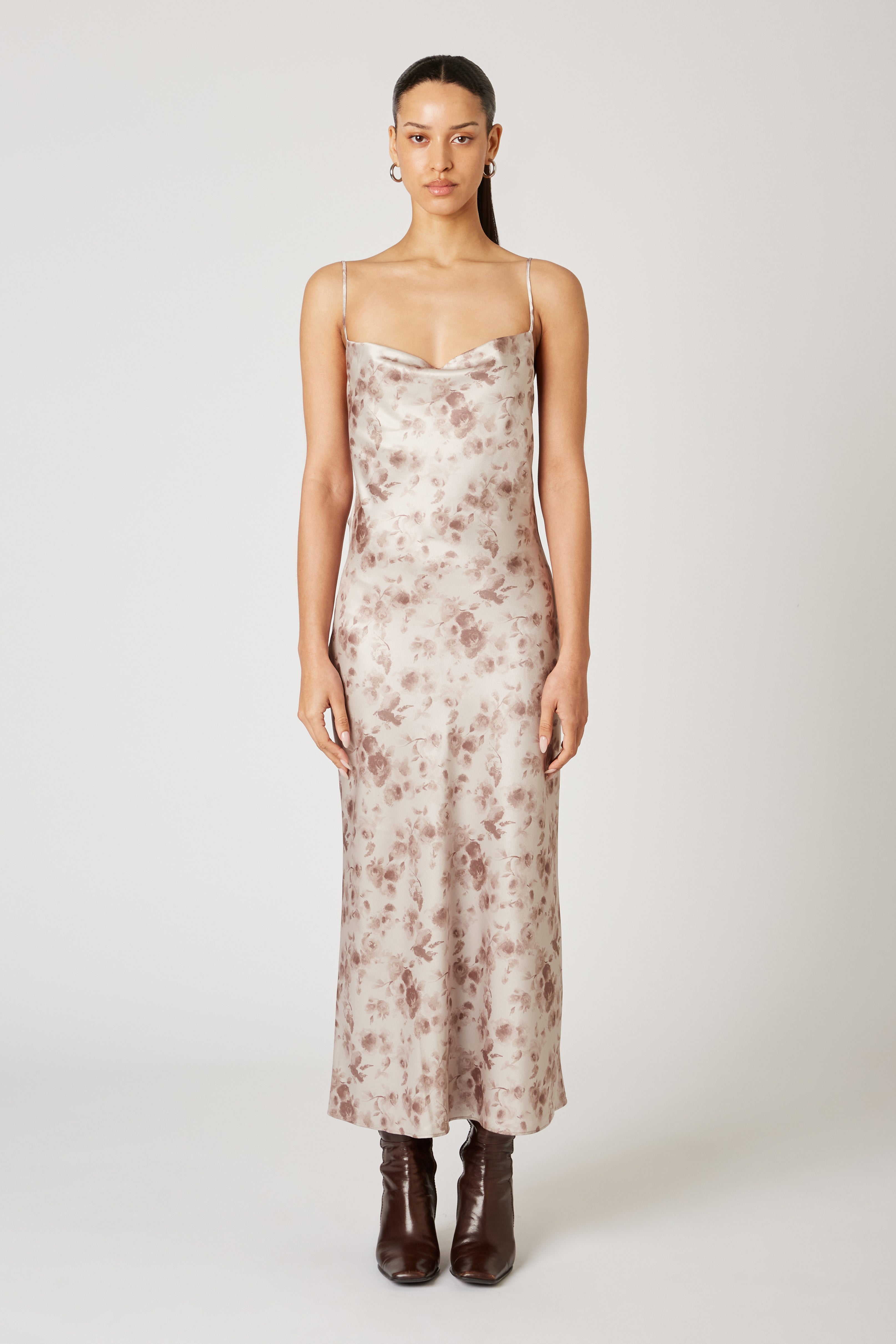 Melanie Dress in truffle front view