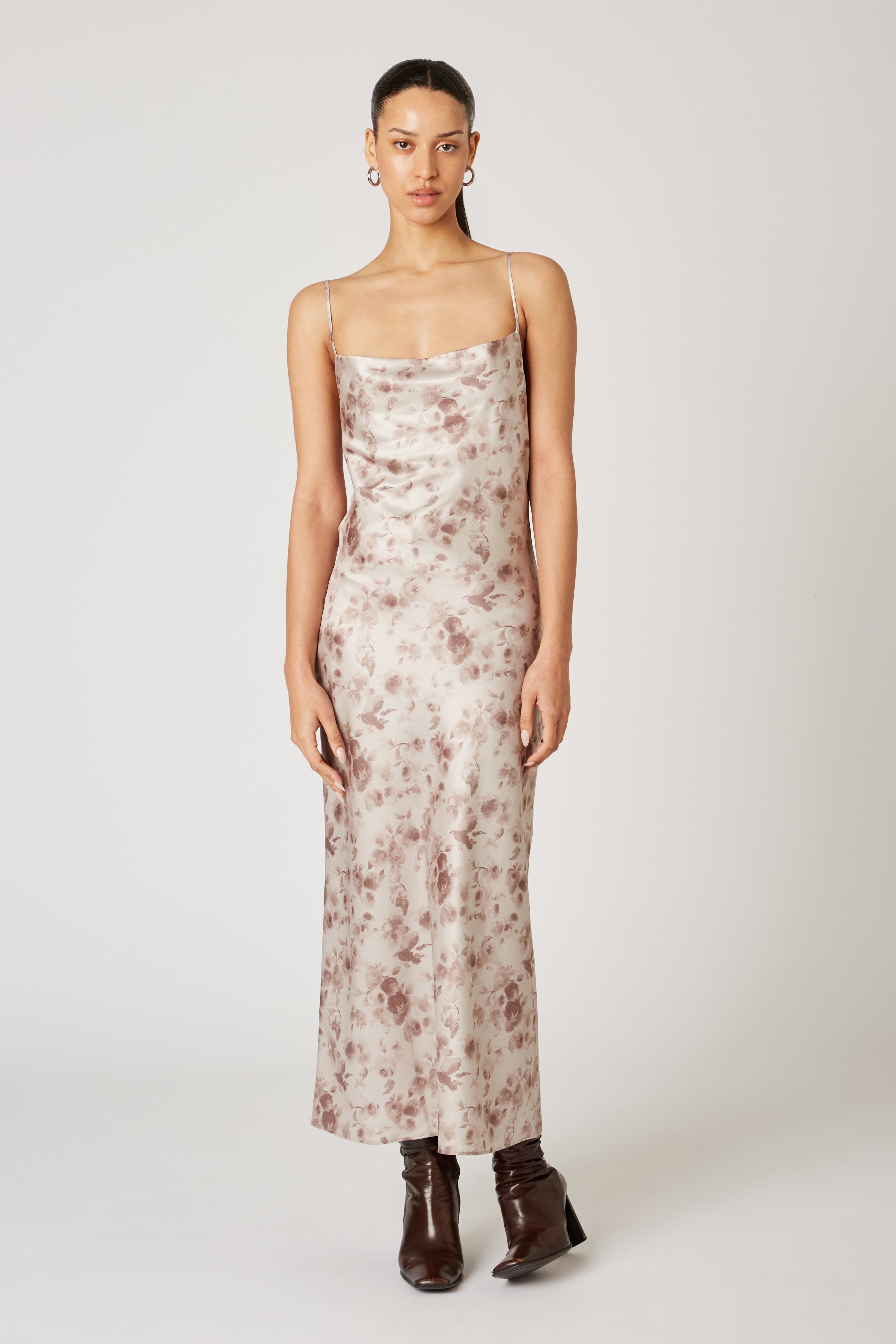 Melanie Dress in truffle front view