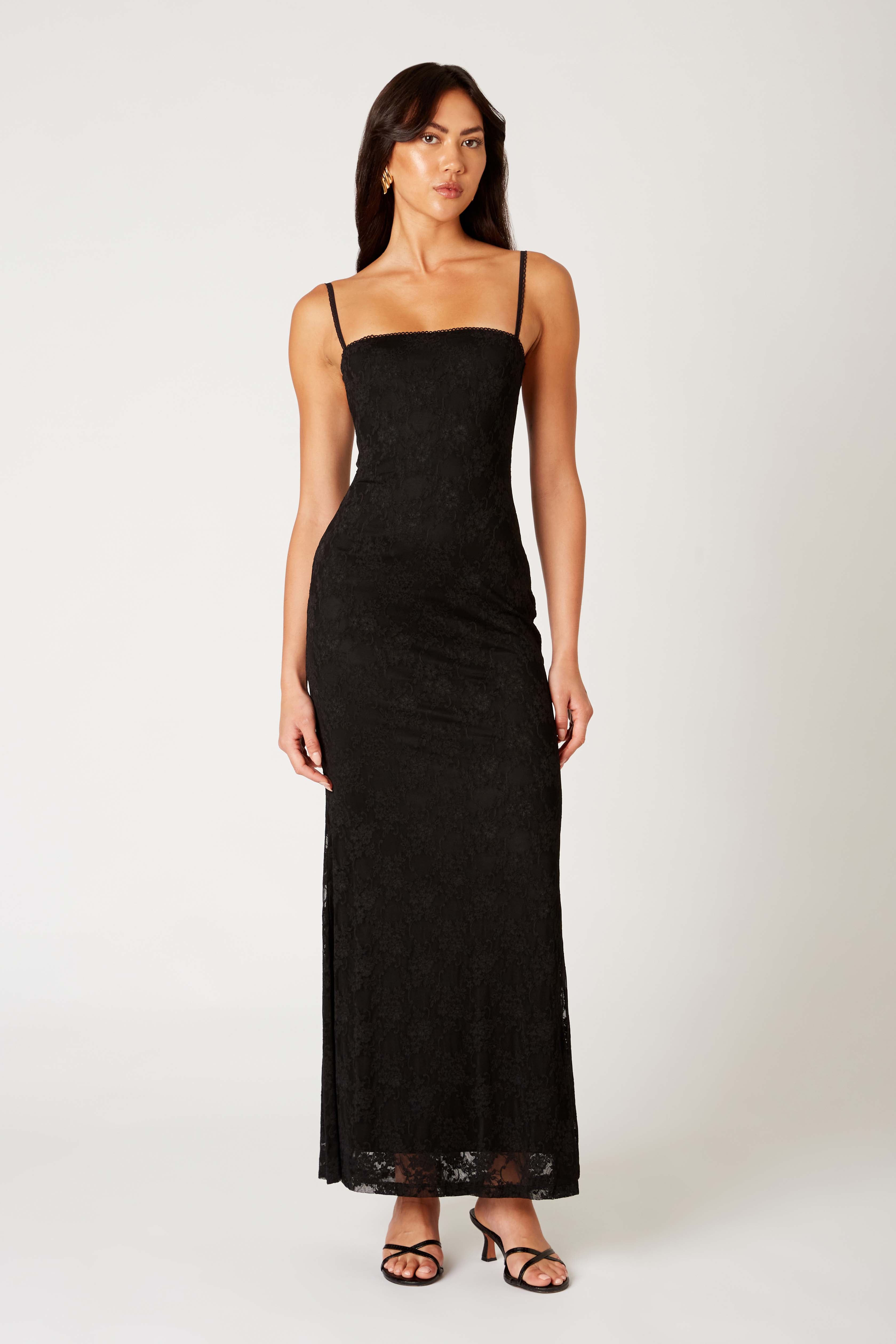 Vetiver Dress in black front view