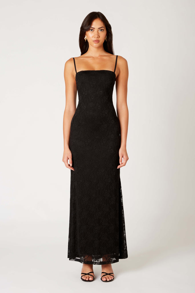 Vetiver Dress in black front view