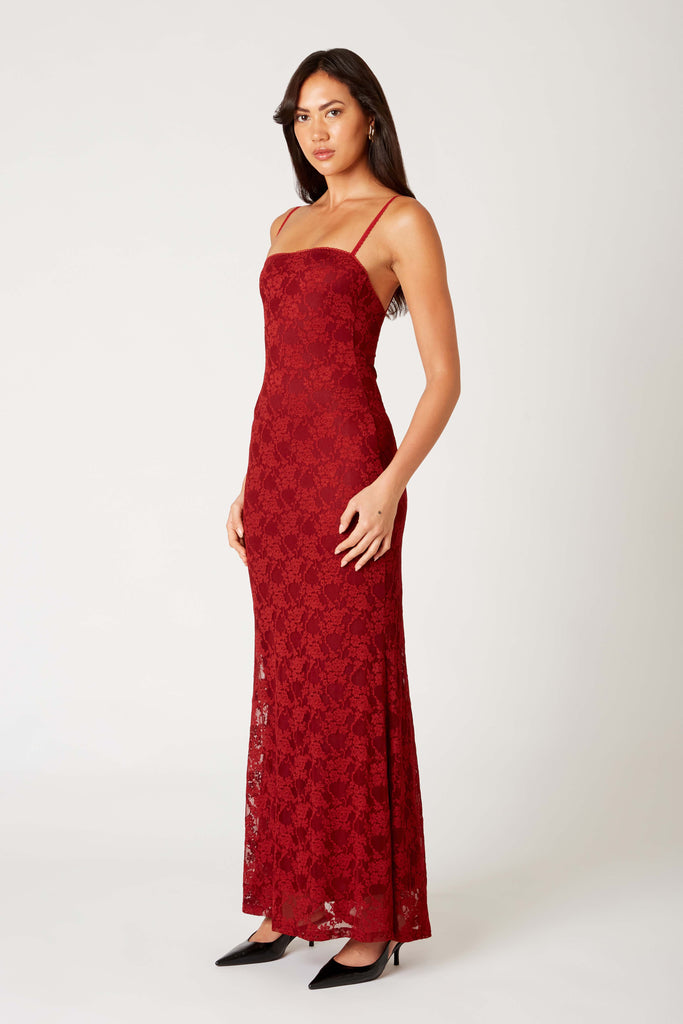 Vetiver Dress in merlot side view