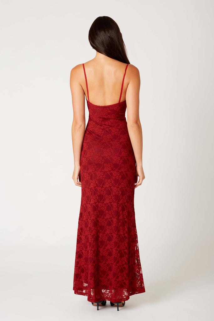 Vetiver Dress in merlot back view