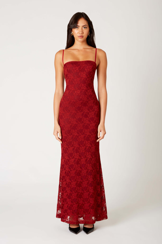 Vetiver Dress in merlot front view