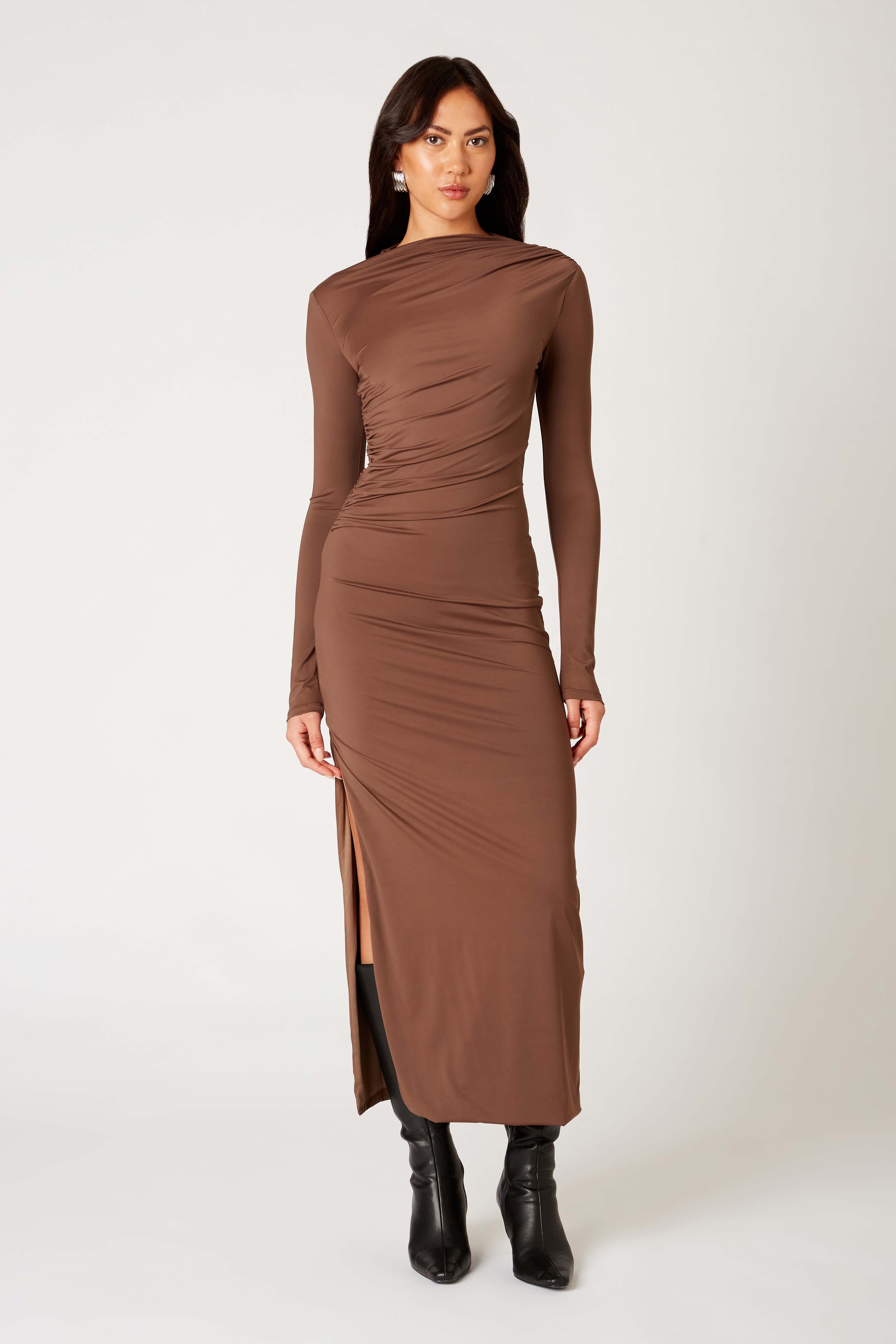 Irina Dress in chocolate front view