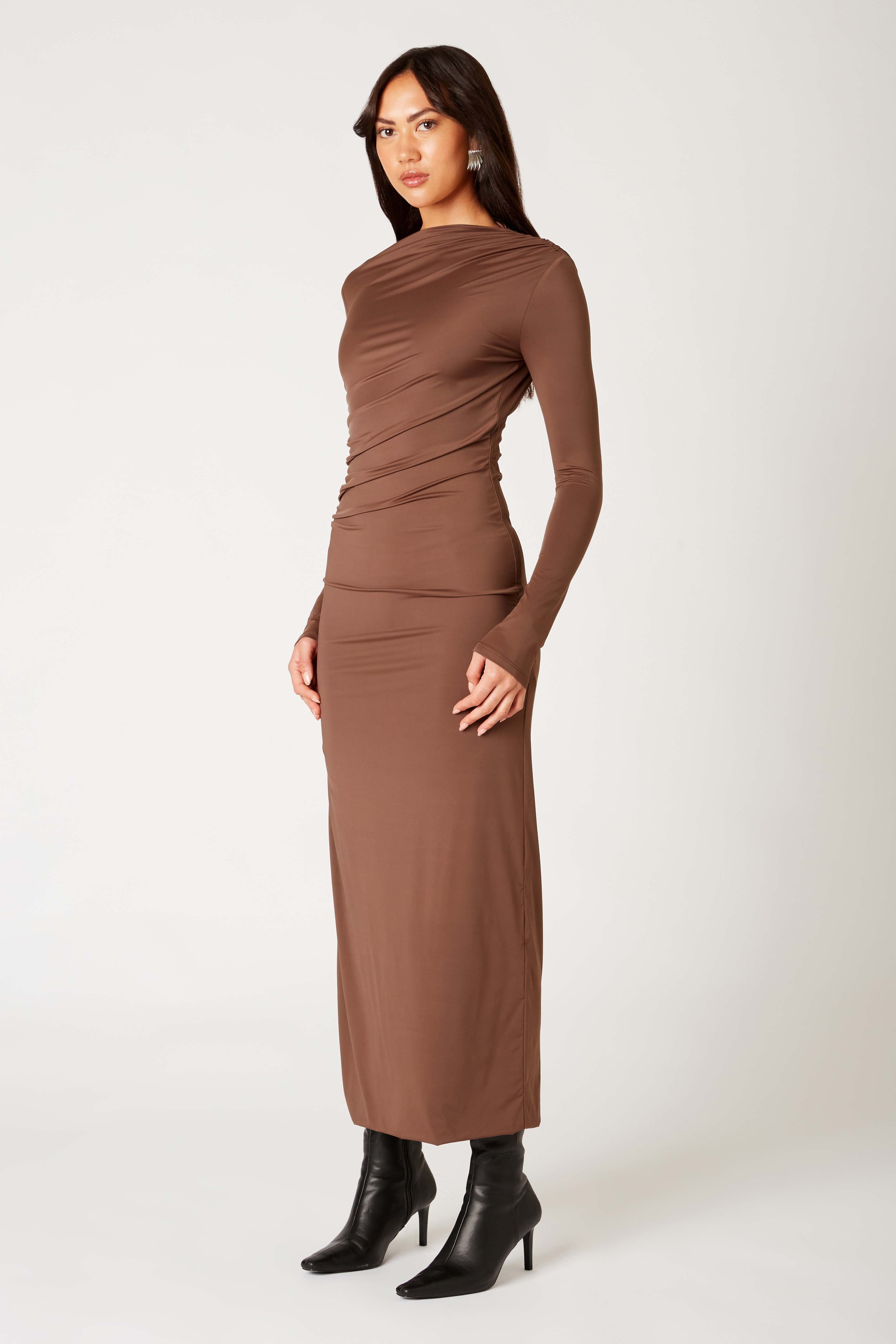 Irina Dress in chocolate side view