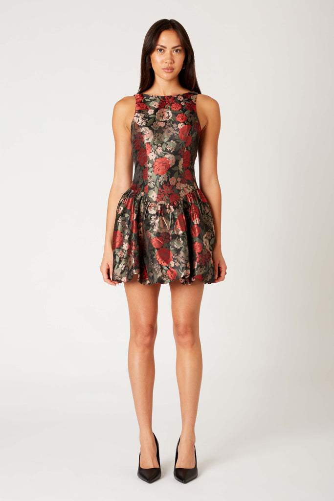 Tamara Dress in black/cherry front view