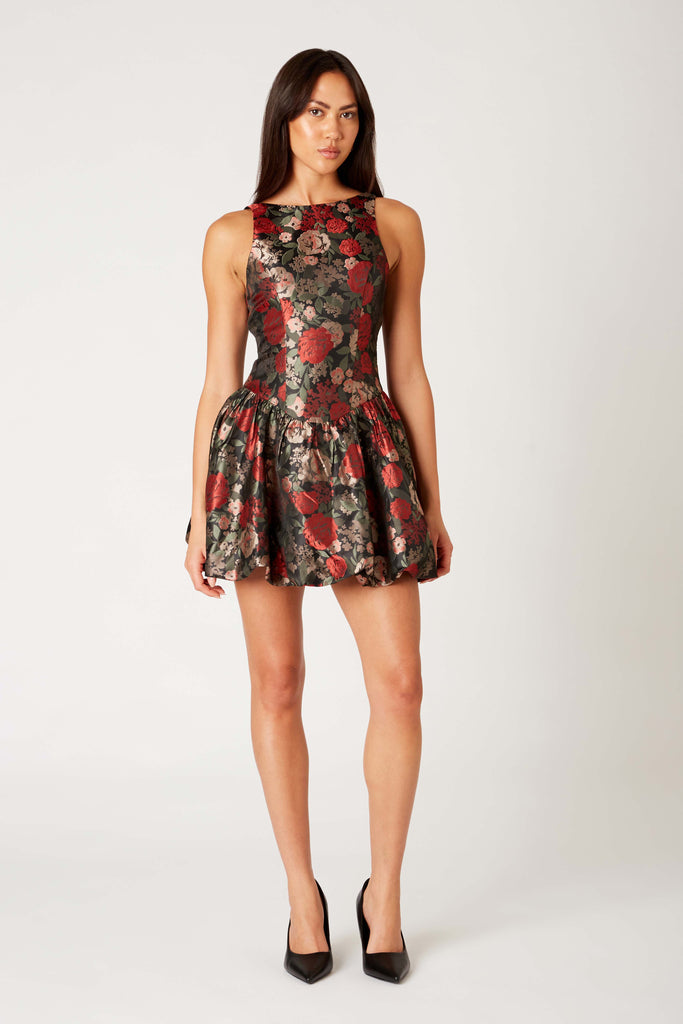 Tamara Dress in black/cherry front view