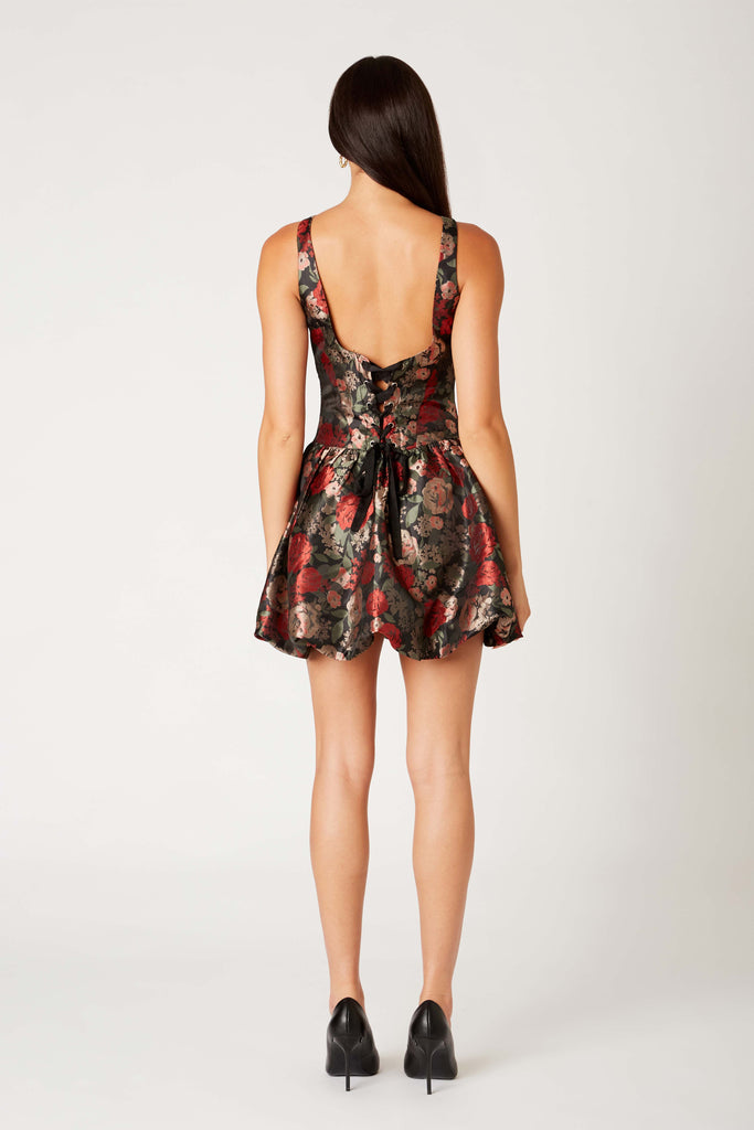 Tamara Dress in black/cherry back view