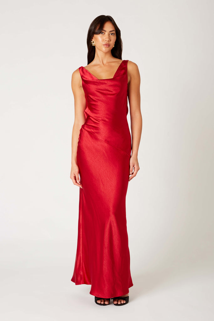 Fiora Dress in ruby front view