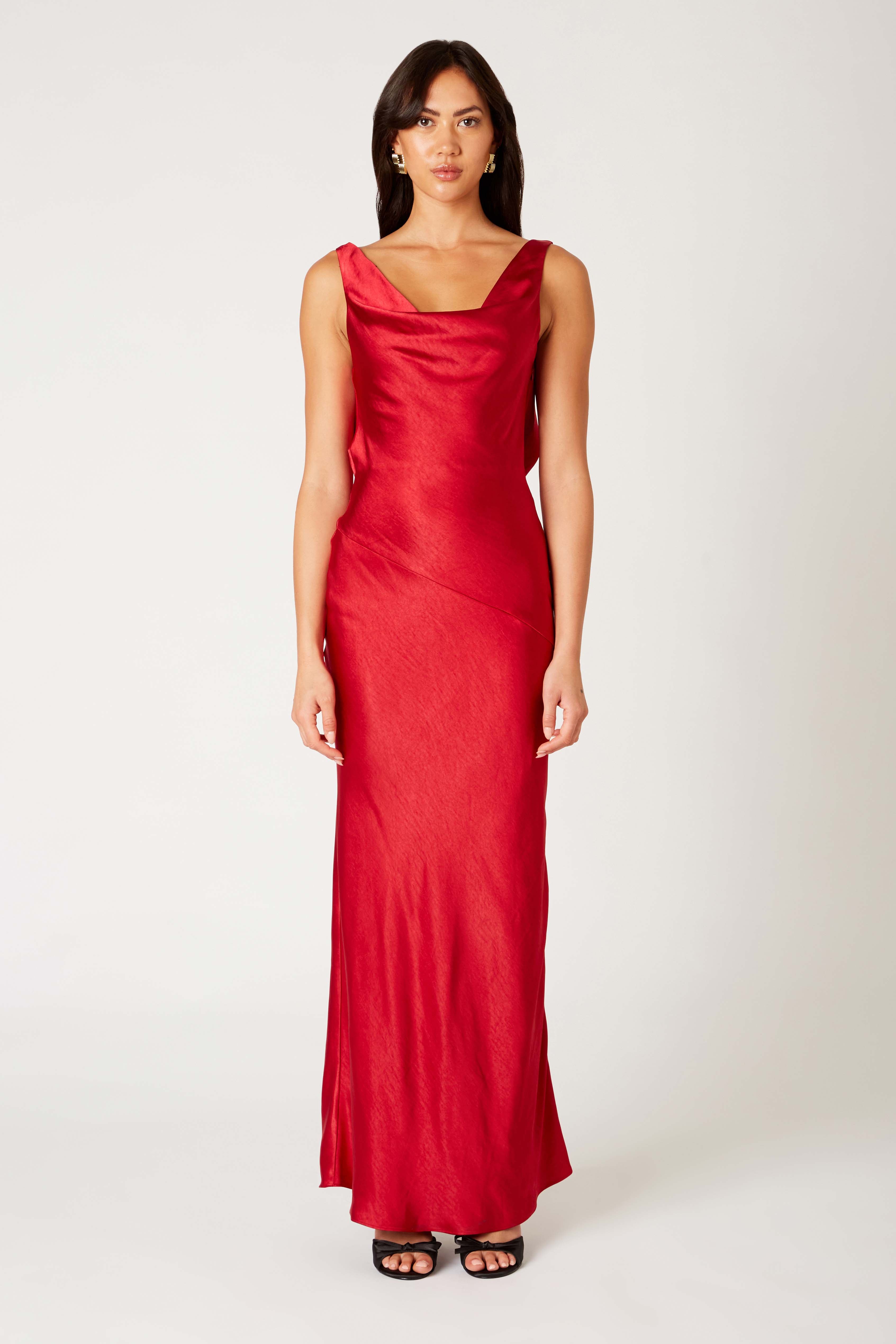Fiora Dress in ruby front view
