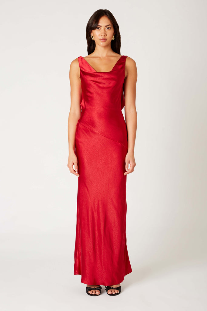 Fiora Dress in ruby front view