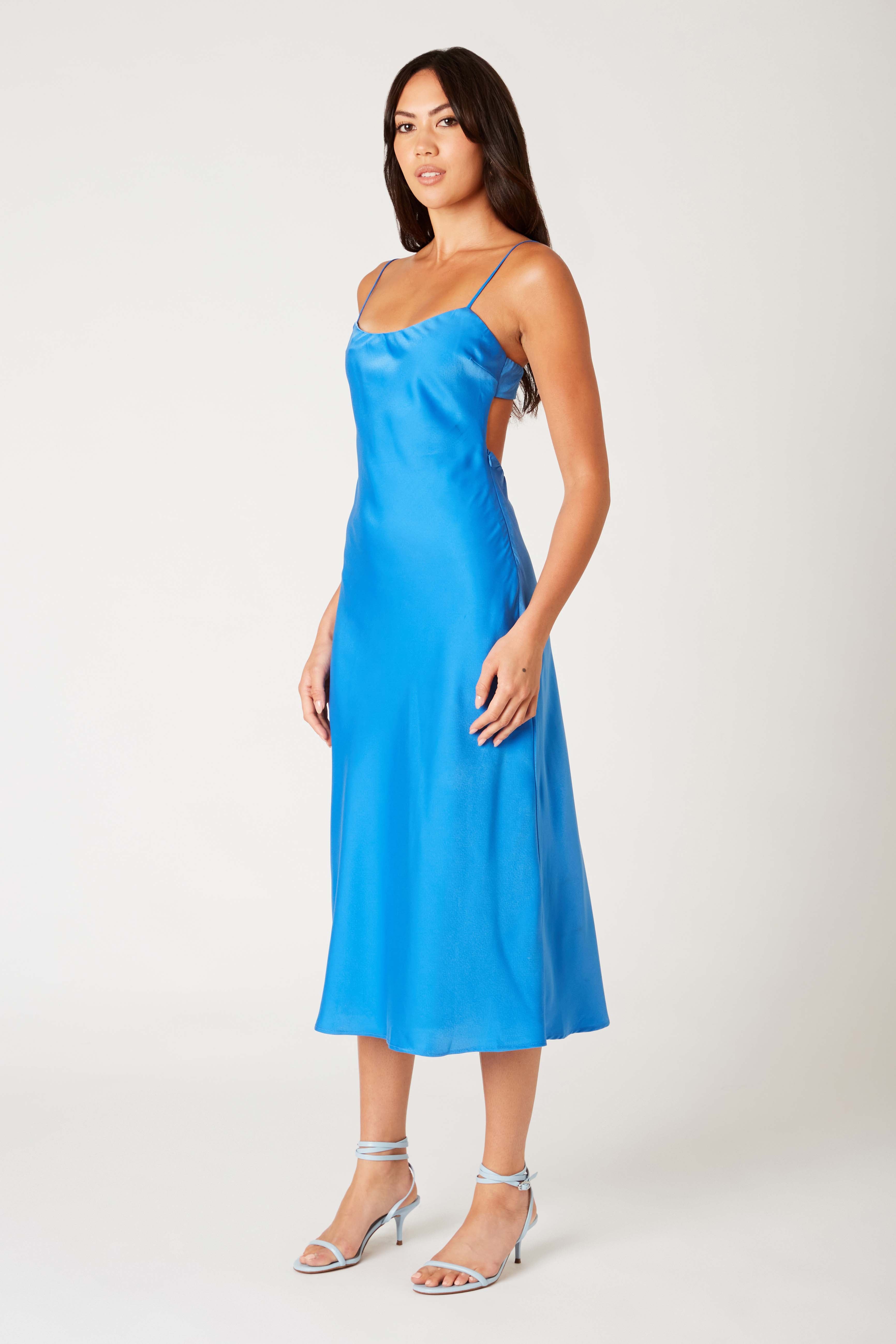 Rumble Dress in lapis side view