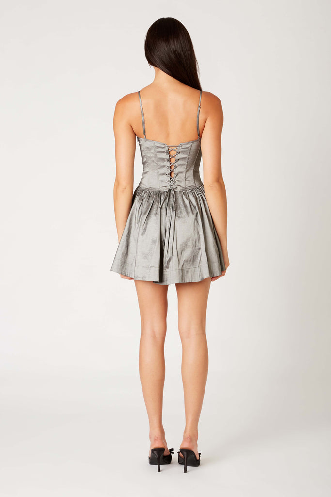 Eli Dress in gunmetal back view