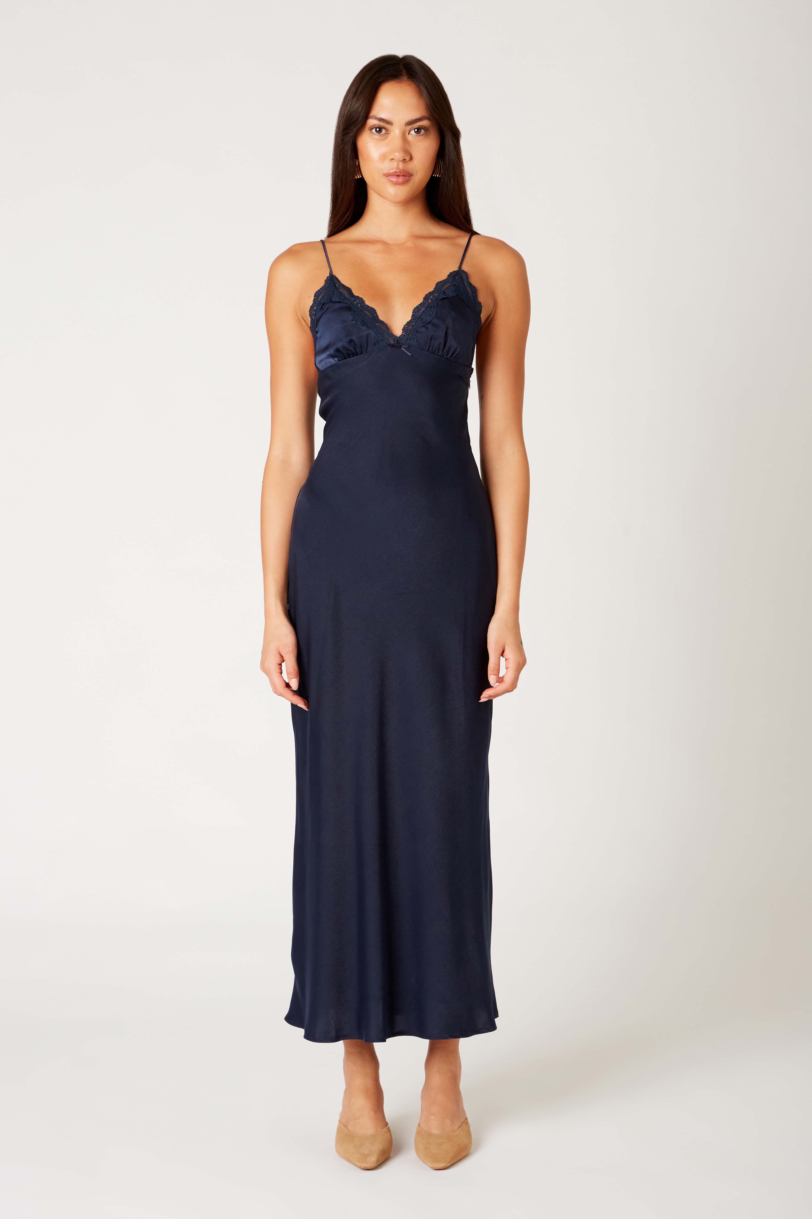 Jasmine Dress in midnight front view