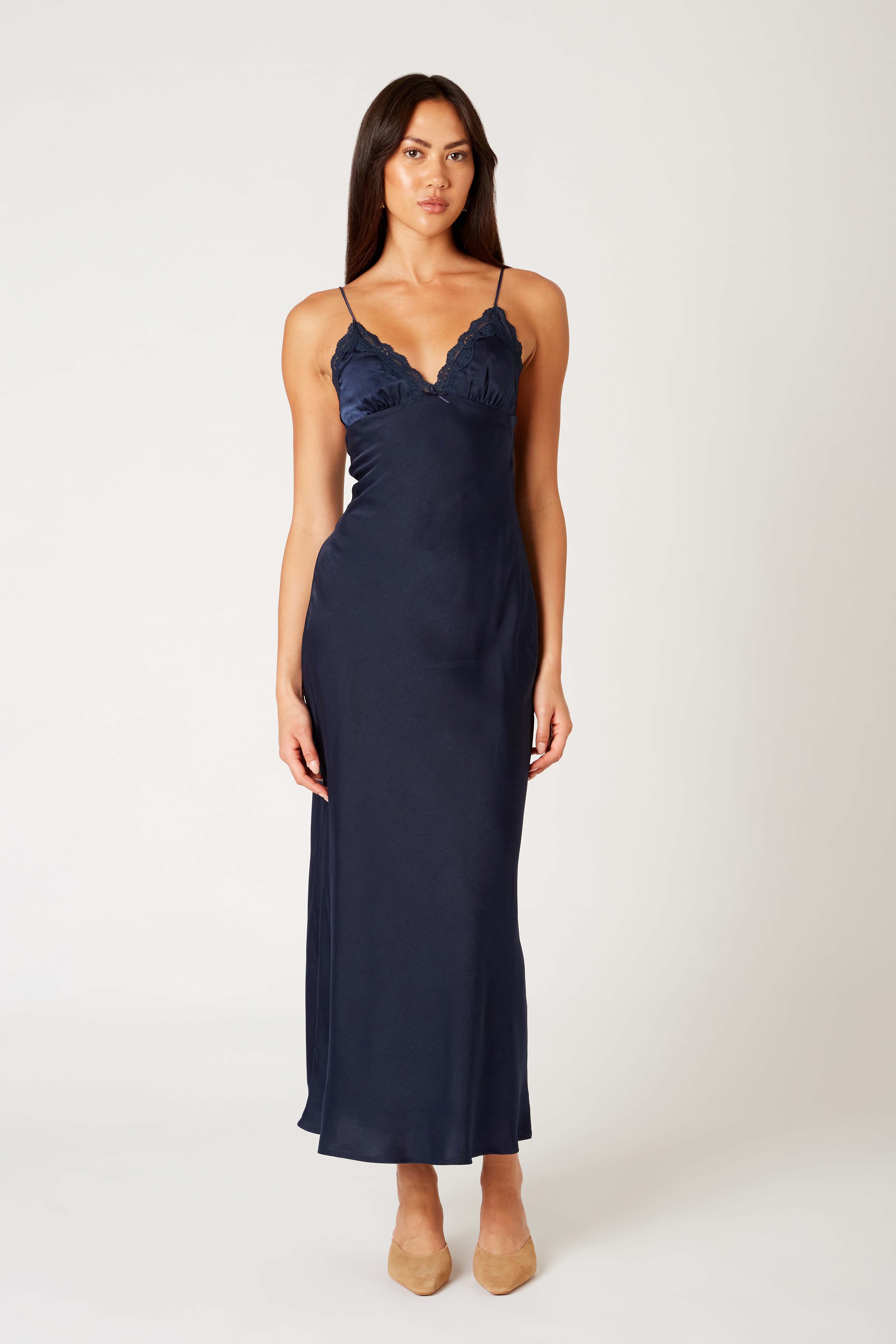 Jasmine Dress in midnight front view