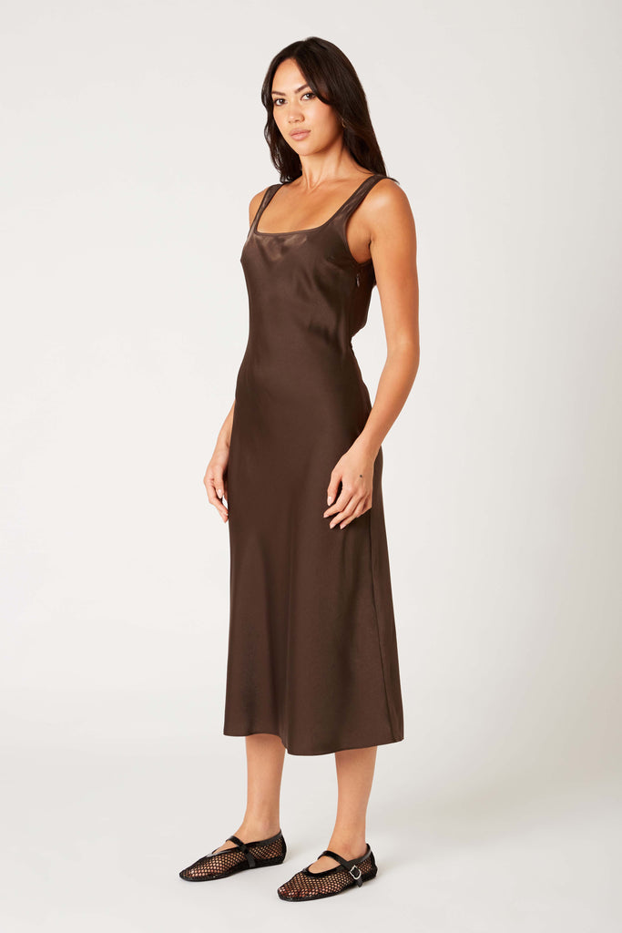 Sabrina Dress in espresso side view