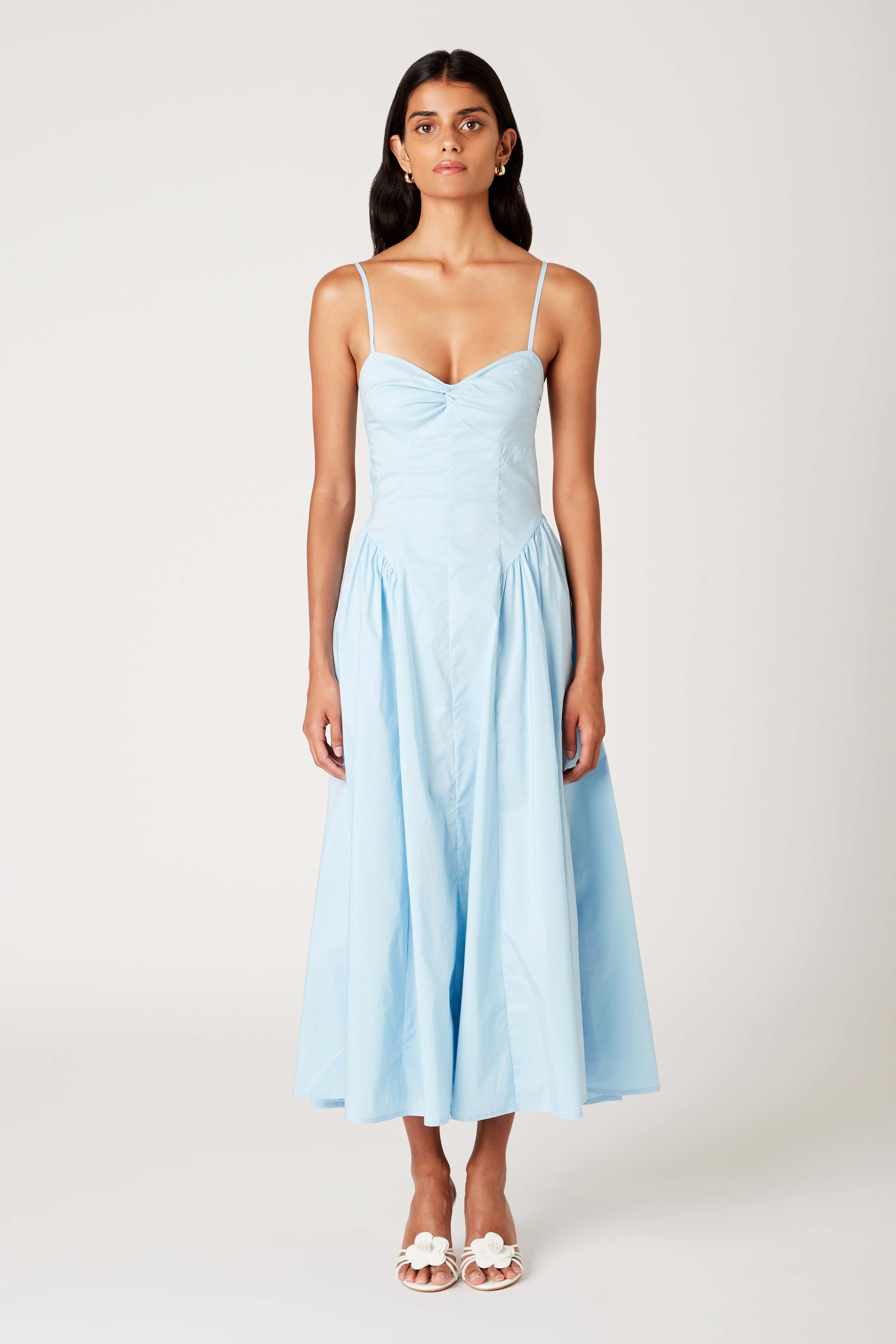 Destene Dress in chambray front view