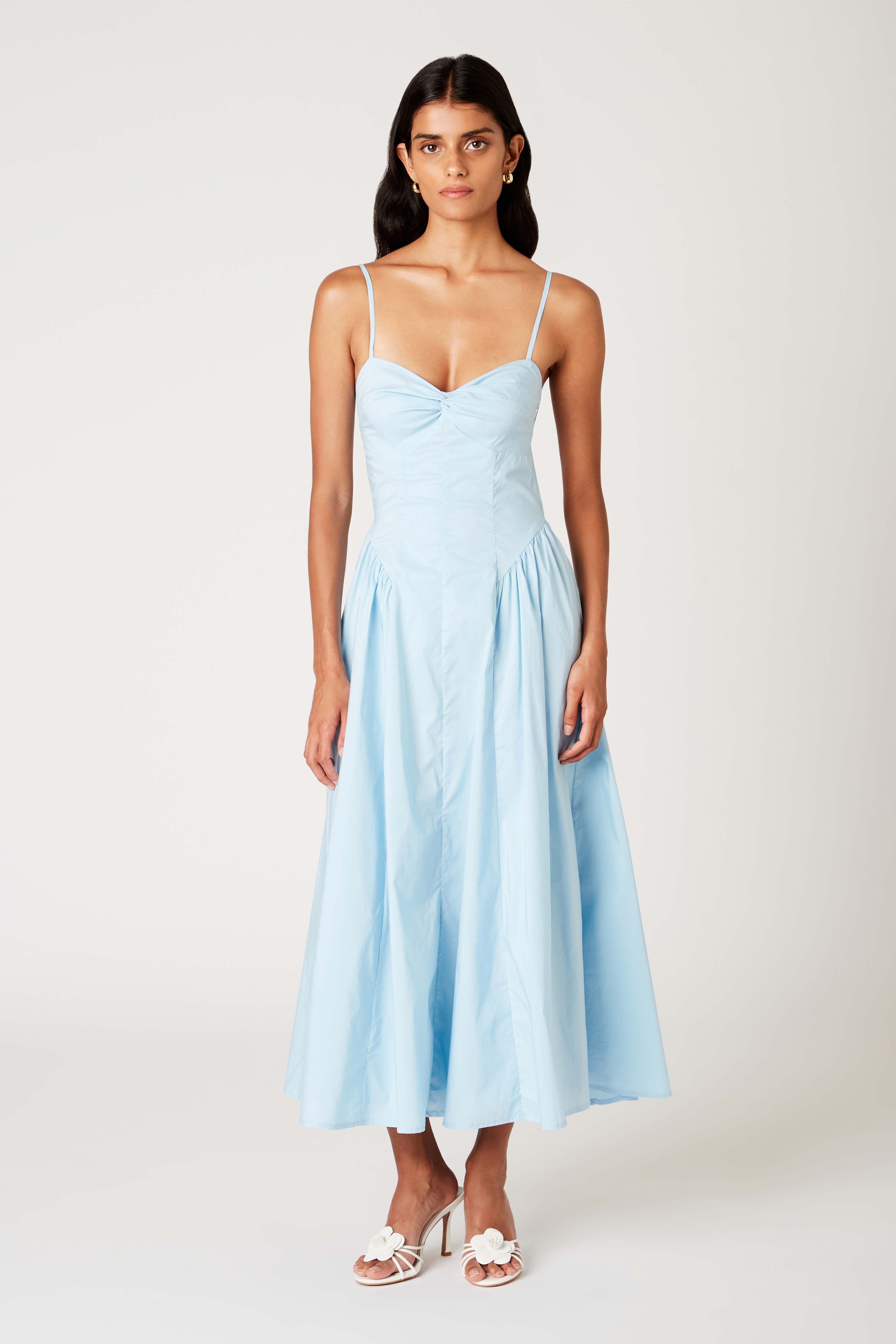 Destene Dress in chambray front view