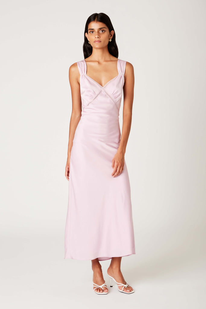 Rosario Dress in ice pink front view